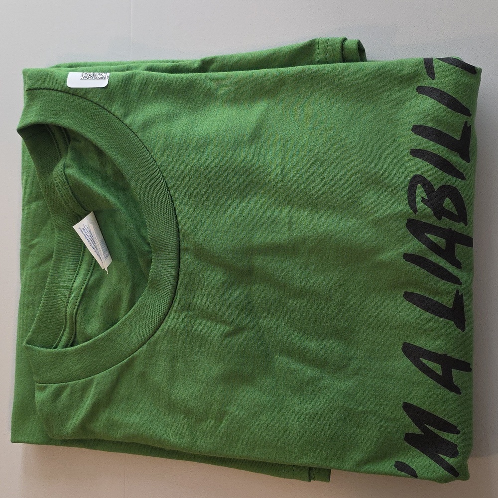 Port and Company I'm A Liabilty Green Graphic T-Shirt Size 2XL NWT AB-1743